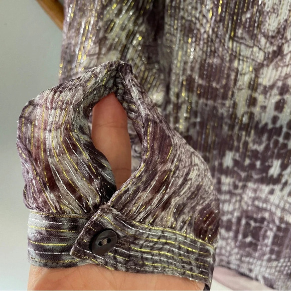 Velvet by graham and Spencer metallic sheer blouse  Sz Small - Picture 3 of 8